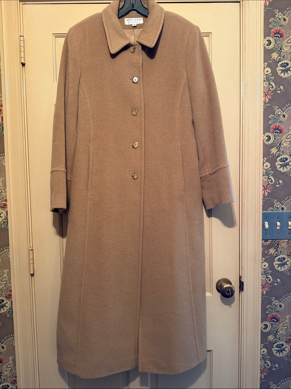 Vintage Larry Levine 100% Camel Single-Breasted Wool Coat